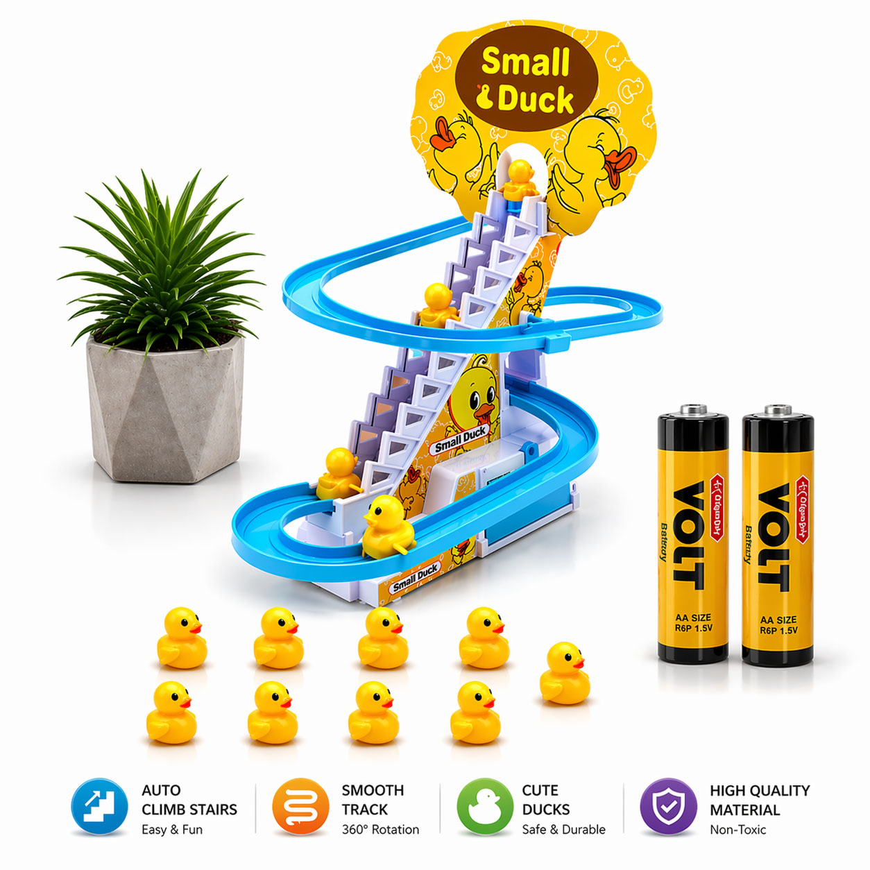 Automatic Duck Climbing Stairs Toy with Music